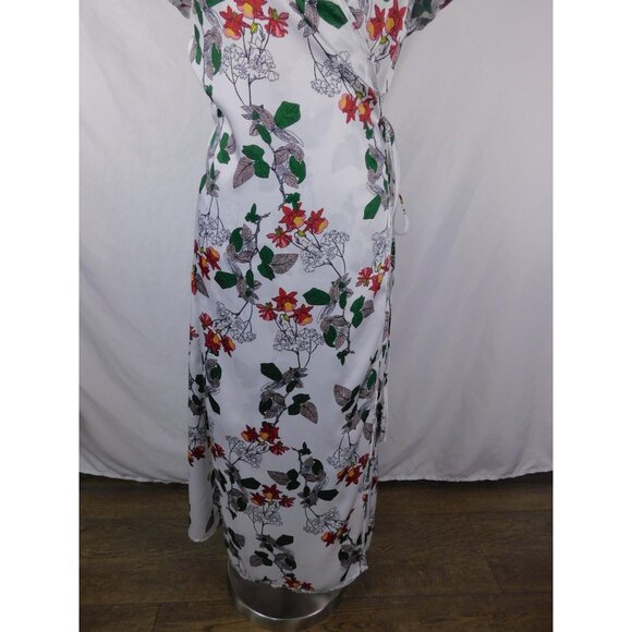jenn & jo Dress Womens Small White Floral Wrap V-Neck Short Sleeve Tie Waist - Picture 3 of 11